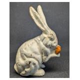 Vintage Cast Iron Bunny Rabbit Coin Bank: White