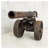 CAST IRON DISPLAY CANNON 32" LONG 14" TALL 8"