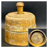 Antique Wood Butter Press , Flowers