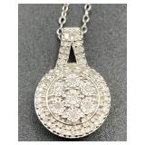 RHODIUM OVER STERLING SILVER NECKLACE W/ WHITE CZ