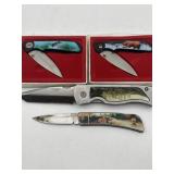 4 ANIMAL THEMED LOCK BLADE KNIVES FISH, BEAR,