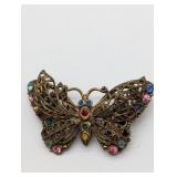 VTG. CZECHOSLOVAKIAN GLASS FILIGREE GOLD TONE