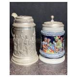 2 VINTAGE HUNTING SCEENS BEER STEINS
