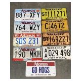 9 VARIOUS ARKANSAS LICENSE PLATES