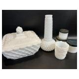 Vintage Milk Glass Imperial Square Basketweave