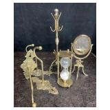 BRASS ITEMS 3 WALL HOOKS, HOUR GLASS, SMALL