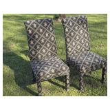 Pair of Turtle Theme Upholstered Side Chairs