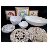 VTG Kitchen Decor w/ White Portugal Ceramic Bowls