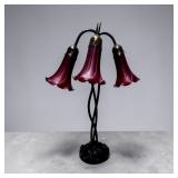 Metal Lamp w/ Lily Style Shades 2 DamagedThird