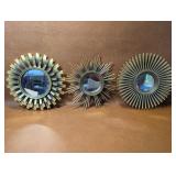 3 Sunburst Accent Wall Mirrors
