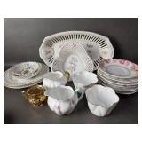 Belleek/Dresden ? Hand Woven Porcelain Basket &