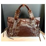 Maurizio Taiuti Italian Leather Bag Gold Lacing