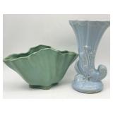 2 Vintage Planters / Vases Cornucopia & Shell