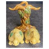 VINTAGE CERAMIC TURTLE HANGING ON A TREE SALT &