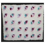 Vtg Fan Pattern Quilt Prairie Point Border