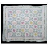 Vtg 8 Point Star Quilt Hand Quilted