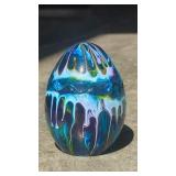 Blue Art Glass Egg Trinket Dish , Jewelry Box
