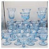 24 FOSTORIA JAMESTOWN BLUE GLASSES 9- 8 oz ICE