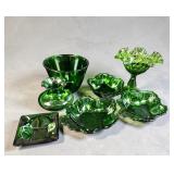 VTG Lot of Forest Green Glassware