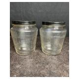 PAIR VINTAGE BARREL SHAPED JARS W/ LIDS