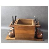 Vtg Pipe Smoke Stand & Pipes Medico Gold Crest +