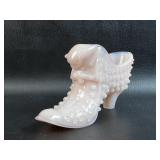 VTG Pink Milk Glass Hobnail Cat Shoe Fenton?