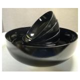 Vintage Japanese Lacquer Minimalist Salad Bowls