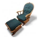 Vtg Oak Glider Chair & Ottoman