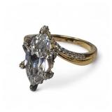 Sterling Silver Ring W Clear Stones 925