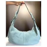 Light Blue Leather Bag Mellini Shoulder Strap w