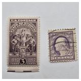 1916 WASHINGTON 3 CENT VIOLET & 1940 WYOMING 3