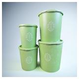 4 VTG Tupperware Nesting Canisters Lime Green.