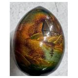 Signed/ Hand Painted Wood Russian Egg