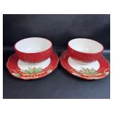 Fitz & Floyd Christmas Dishes 2 Damask Holiday