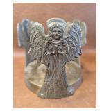 Vintage Solid Heavy Brass Angel Pillar Candle