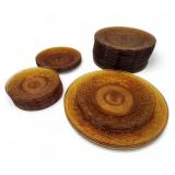 35 pc Vtg Tiara Indiana Glass Plates Amber Daisy