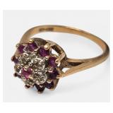 10k Plumb Gold Cluster Ring Spinel Sapphire