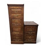 2 Oak Filing Cabinets + Contents Paper File