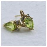 10k YELLOW GOLD POST EARRINGS PERIDOT STONE