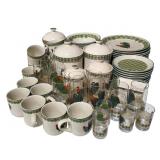 Rooster Morn Julie Ingleman Set Mugs Cookie Jar