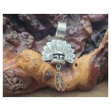 Signed "TT" Navajo Kachina Head Silver Pendant