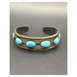 SOUTHWESTERN BRASS BRACELET CUFF W/ FAUX