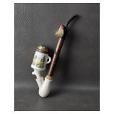 Vintage German Porcelain Birch Stem Pipe Deer