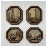 Set of 4 Vintage Octagonal Italian Scenes