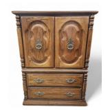 Vtg Oak 2 Drawer Armoir