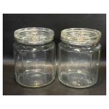 2 Antique Glass Jars  12 Sided Cigar Humidor /