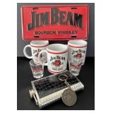 Collection Jim Beam Whiskey License Plate, Cups,