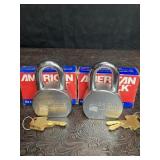 2 NEW AMERICAN LOCK KEYED PAD LOCKS