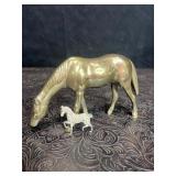 SOLID BRASS HORSE W/ HORSE BROOCH