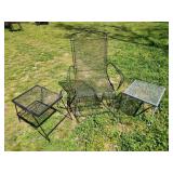 Metal Patio Chair & 2 Side Tables / Plant Stands